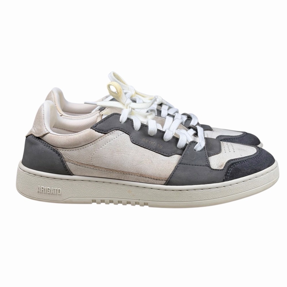 AXEL ARIGATO Dice Lo LEATHER TRAINERS Sneakers SHOES Sz 10 White Grey Low Top
